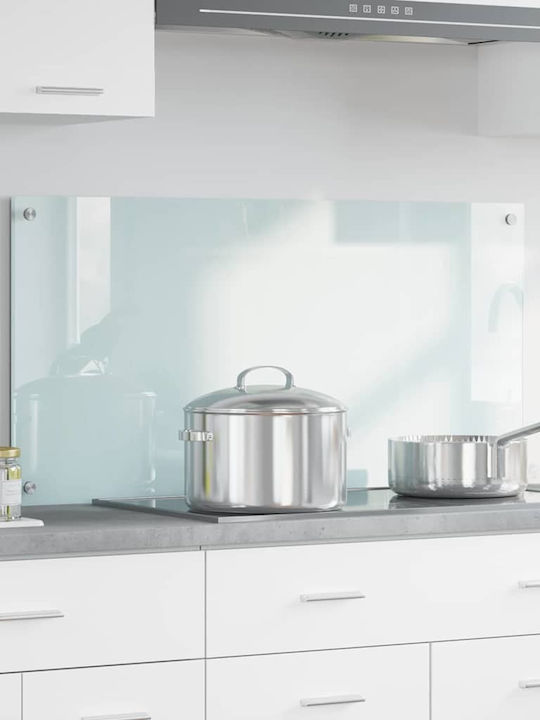 Vidaxl Kitchen Back Panel White 100 x 50 x 0.8 cm Tempered Glass