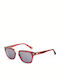 Women's Sunglasses with Red Plastic Frame and Gray Lens