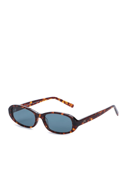 JohNocera Unisex Sunglasses with Brown Tartaruga Plastic Frame and Blue Lens TRANCHINI258-C2-5517