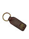 Handmade Leather Pentagram Keychain Brown Leather