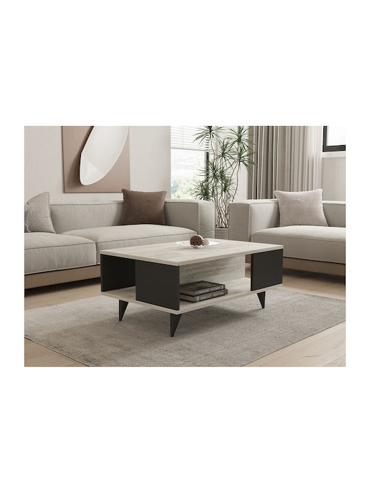 Rechteckiges Zentral Kaffeetisch Holz Weiß M90xL39.5xH60cm