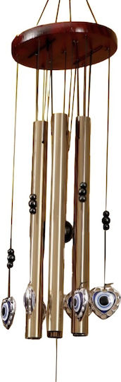 Pufo Wind Chime 5 Metal Sound Tubes Home Garden Fatima's Heart Model Gold