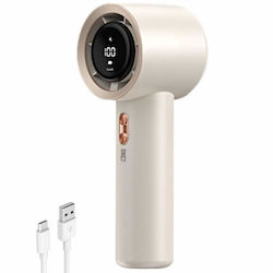 Siks Turbo Ventilator De Mână Portabil Ecran Lcd 200 Niveluri De Intensitate Afișaj Nivel Baterie Încărcare Usb Cablu Inclus Alb