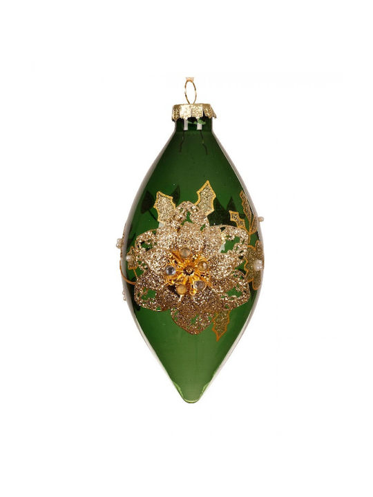Weihnachtsbaumschmuck Glasartig Grünes Blume Gold 8cm