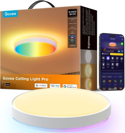 Govee Smart Πλαφονιέρα Οροφής 38εκ. Λευκή με Ενσωματωμένο LED