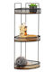 Eurocasa Corner Wall Mounted Bathroom Shelf Metallic with 3 Shelves 20x20x61cm Black