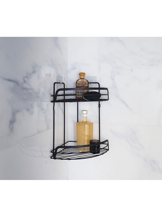 Atmosphera Corner Wall Mounted Bathroom Shelf Metallic 22.8x29.8x34cm
