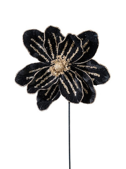 Christmas Velvet Flower Black 25x50cm