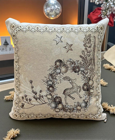 Linea Home Christmas Decorative Square Pillowcase Beige 45x45cm