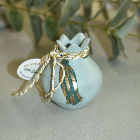 LiebeQueen Handmade Lucky Charm Pomegranate Light Blue Ceramic 5.5x7cm 1pcs