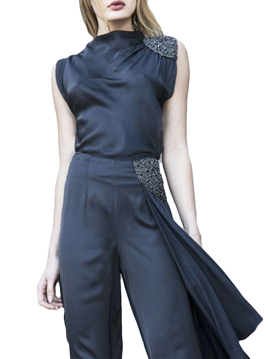 Bluza Damă Satin Fără Mâneci Neagră
