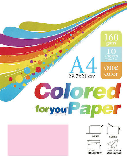 Papier Rosa A4 160gsm 10 Blätter