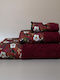 White Fabric Hand Towel Forest 30x50cm Red Weight 600gr/m²