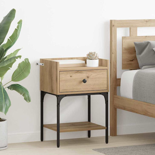 Wooden Processed Wood Bedside Table 2 Pieces 40x29x60cm Wooden Processed Wood Bedside Table 2 Pieces 40x29x60cm