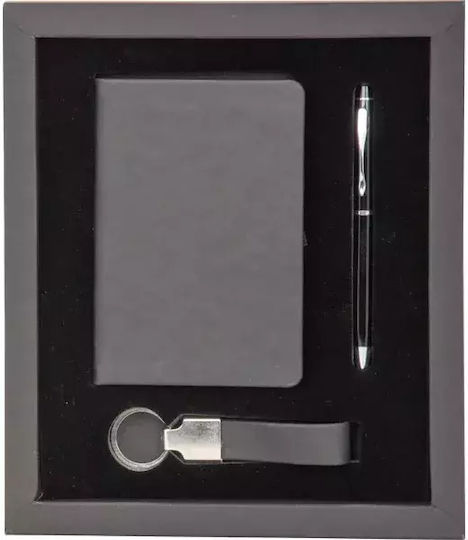 Set Cadou Set Papetărie Cu Stilou Metalic și Breloc Cod Kut Negru Black