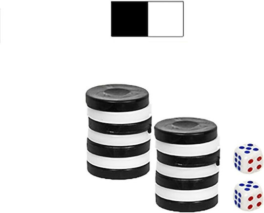 ToyMarkt Wooden Checkers for Backgammon White-black