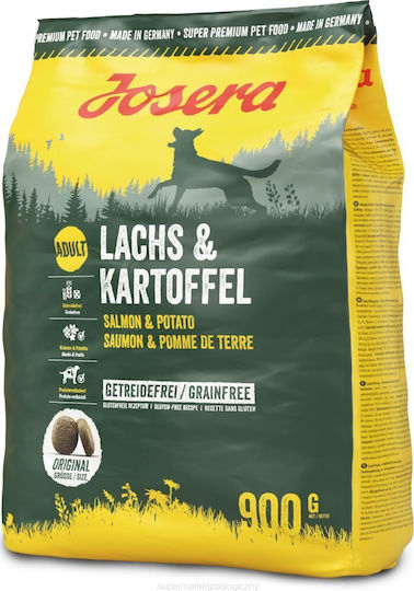 Josera & Potato 0.9kg Dry Food Grain-Free for Adult Small & Medium Breed Dogs with Salmon, Potatoes, Blueberry, Poultry, Fish, Lamb, Rice and Meat