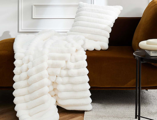 Douceur d'Intérieur Κουβέρτα Fleece Καναπέ 125x150εκ. White