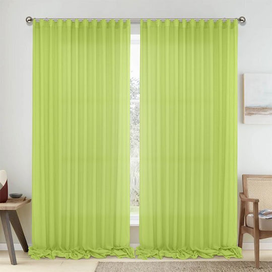 Lino Home Green Pencil Pleat Curtain 150x295cm