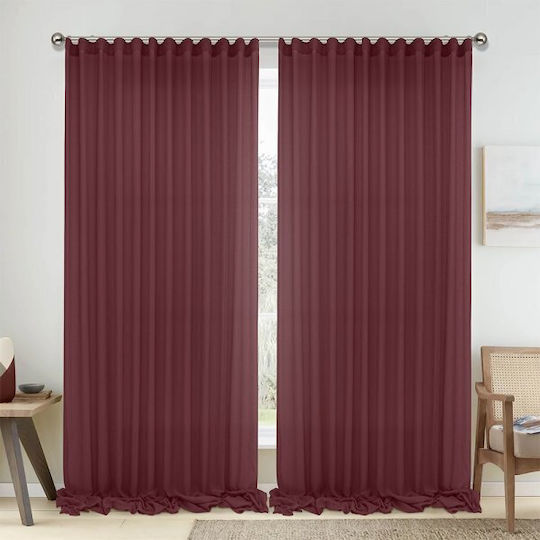 Lino Home Κουρτίνα με Τρέσα Μπορντό 150x295εκ.