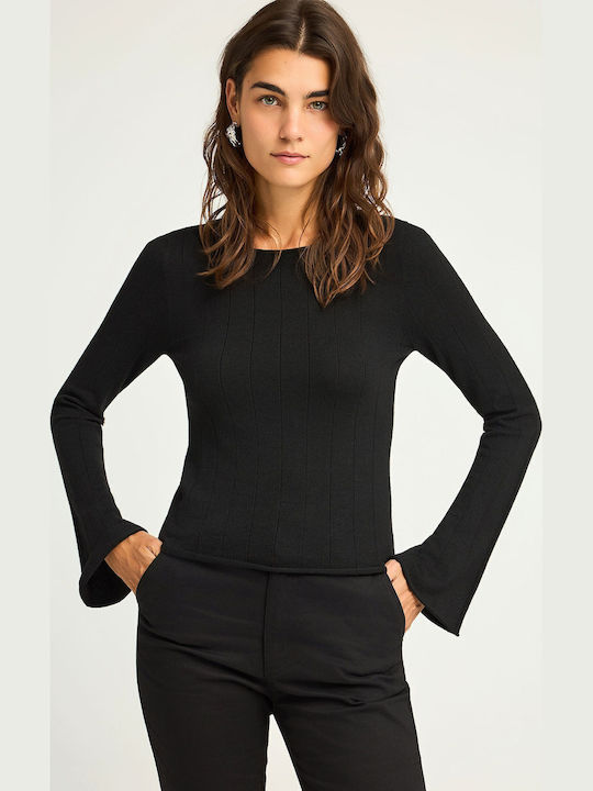 Women's Long Sleeve Sweater Cotton Black