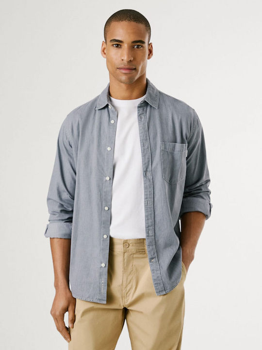 Long-sleeved Denim Shirt Gray