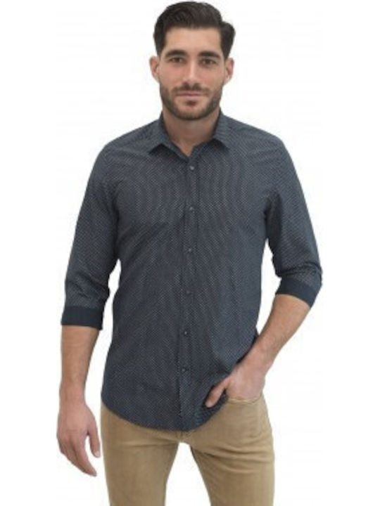 Langärmlig Hemd Blue-black With White Details