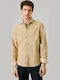 Clayton Langärmeliges Zeichenfolge Overshirt in Normale Passform Beige