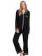 Dorina Winter Damen Pyjama-Set Schwarz