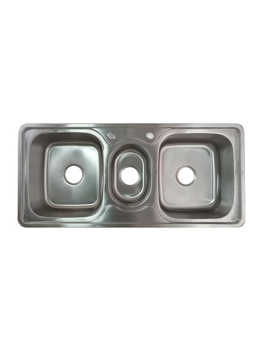 Ένθετος Νεροχύτης Αριστερός Inox με Μπαταρία Μ105xΠ49cm Ασημί