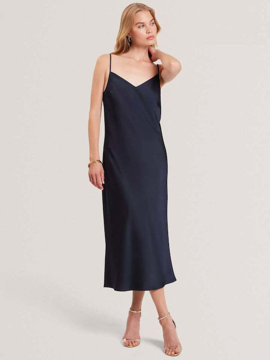 green emerald velvet dress Navy Folded Neckline Pencil Midi Dress | Bayree main image 1