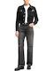 Zuschneiden Damen Jeansjacke Black