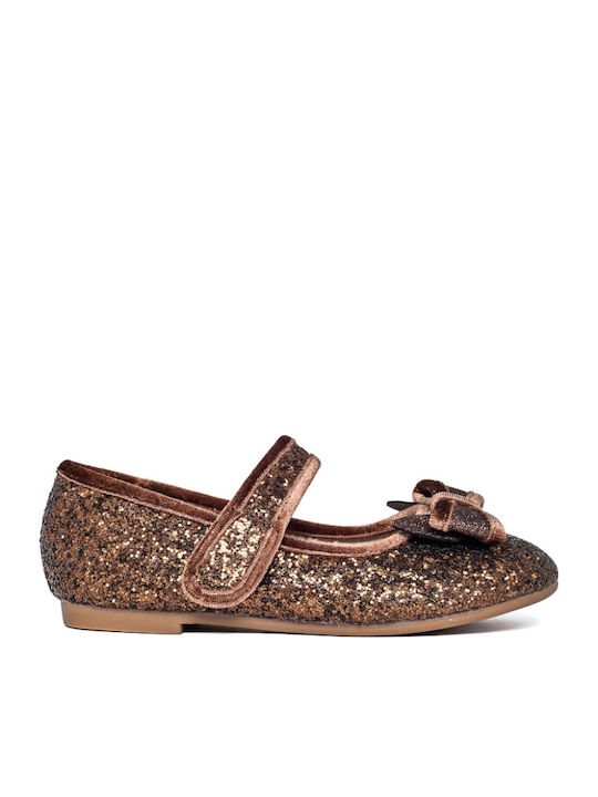 Kids Ballerinas with Hoop & Loop Closure Brown