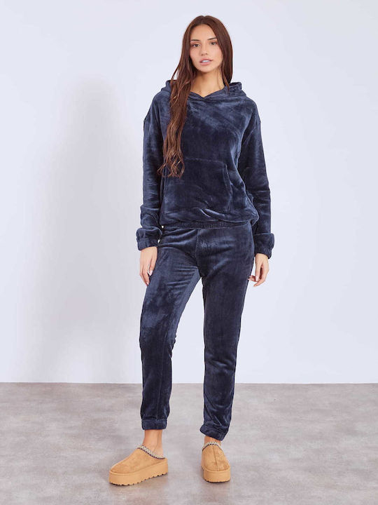 Celestino Σετ Φόρμας Fleece Loose Fit Σκούρο Μπλε