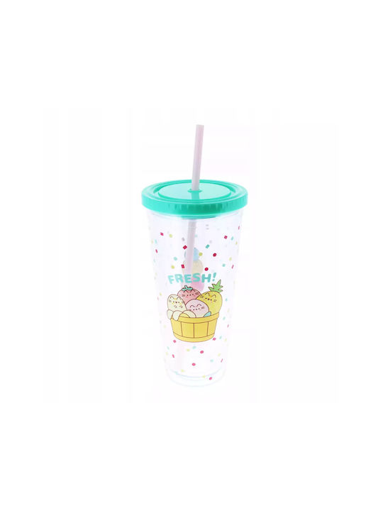 Blue Print Glas aus Glas mit Strohhalm 600ml