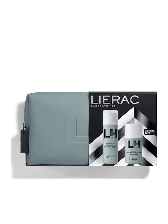 Lierac Homme Global Anti-ageing Fluid Face Cream 50ml & Men's Deodorant 50ml & Toiletry Bag
