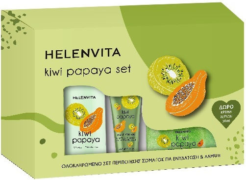 Helenvita Kiwi Papaya Set Hautpflegeset für Feuchtigkeitsspendend 3Stück