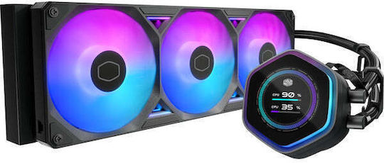 CoolerMaster MasterLiquid 360 Atmos II LCD Υδρόψυξη AIO CPU με 3 Ανεμιστήρες 120mm και ARGB Φωτισμό