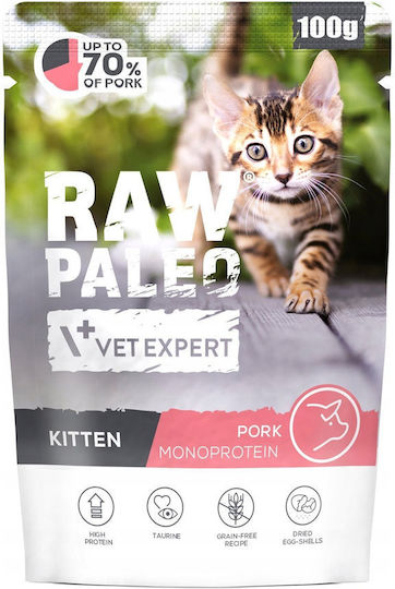 VetExpert Raw Paleo Υγρή Τροφή για Ανήλικες Γάτες με Χοιρινό 100gr