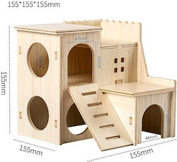 Дървена Двуетажна Вила с Балкон Hamster – М15,5xШ15,5xВ15,5см Дървена Двуетажна Вила с Балкон Hamster – М15,5xШ15,5xВ15,5см