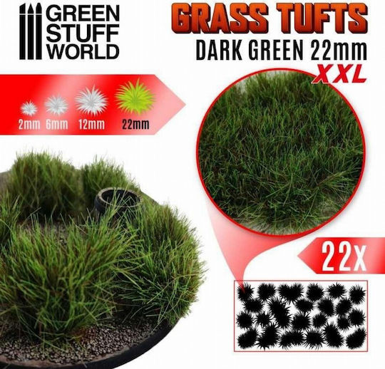Green Stuff World Тъмнозелени Тукчета Трева 22мм 22 Бройки