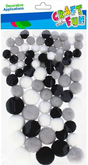 Craft with Fun Pom Pom Handwerk Gray Set 90Stück