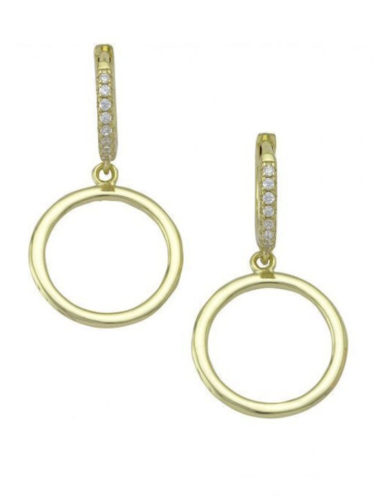 Paraxenies Earrings Hoops made of Silver Gold Plated with Stones