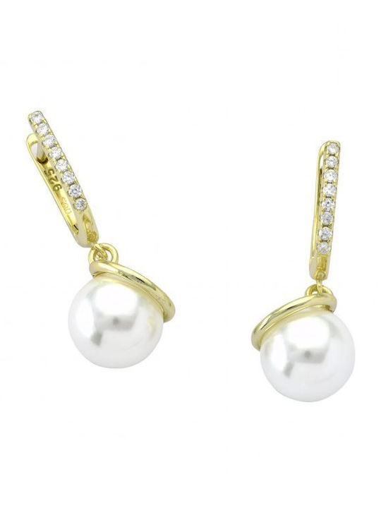 Paraxenies Earrings Hoops made of Silver Gold Plated with Stones & Pearls