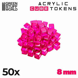 Green Stuff World 8mm Acrylic Cube Tokens Pink 50 Pieces