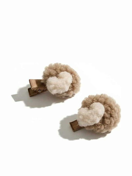 Rebekka Kids Hair Clip Heart in Beige Color