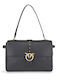 Love One Leder Damentasche Schultertasche Schwarz