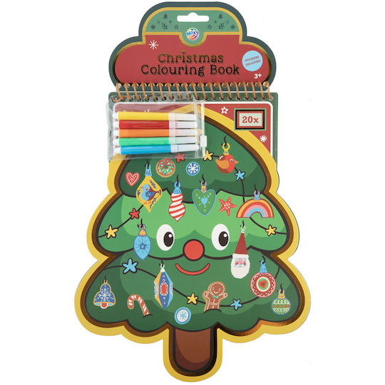 Xmas Coloring Book Pages Christmas Tree Shape 30 Cm & Stickers #002.800067