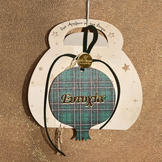 LiebeQueen Hanging Lucky Charm Pomegranate Green made of Wood 9x9.5cm 1pcs