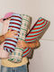 Kids Throw Pillow Cylindrical Burgundy Blue Stripes